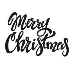 Merry Christmas. Hand drawn lettering on light background.