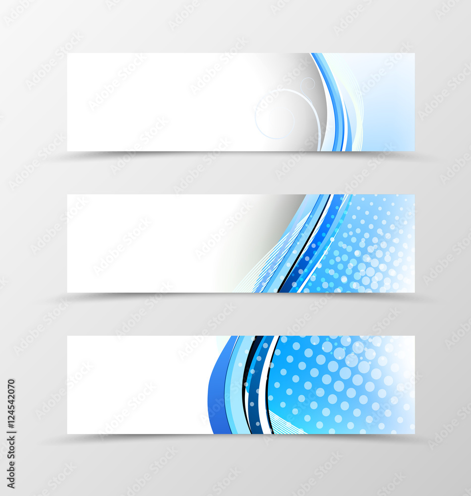 Poster set of header banner wave design