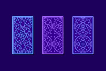Tarot cards by reverse side. Classic designs. Vector illustration