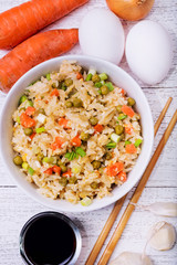 Fried rice with vegetables  and eggs.