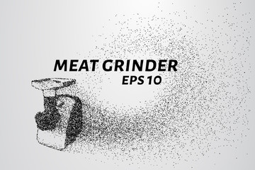 Meat grinder of the particles. The meat grinder shatters into smaller molecules. The meat grinder consists of circles and points. Vector illustration
