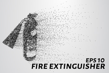 A fire extinguisher of the particles. A fire extinguisher consists of circles and points. The fire extinguisher crumble into small pieces. Vector illustration