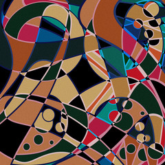 Abstract curves in retro colors print