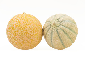 Galia Melon and Cantaloupe Melon (Isolated on White)
