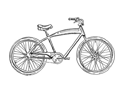 Old bicycle sketch illustration