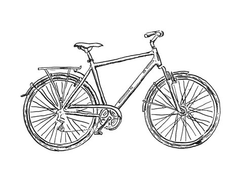 Old bicycle sketch illustration