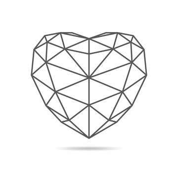 Black triangular heart icon. Vector illustration.