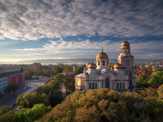 Fototapeta na wymiar The Cathedral of the Assumption in Varna, Aerial view
