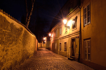 Mysterious street in old Prague, Europe