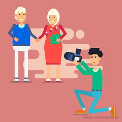 Elderly couple standing together