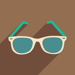 Flat with shadow icon and mobile application sunglasses