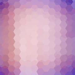 Abstract background consisting of beige, pink, purple hexagons. Geometric design for business presentations or web template banner flyer. Vector illustration