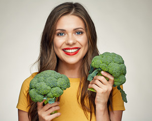 smiling woman with long hair healthy lifestyle portrait
