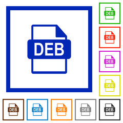 DEB file format flat icons in frames
