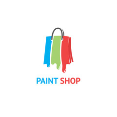 Paint shop. Shopping, sale, discount, shop or store web element. Company logo.