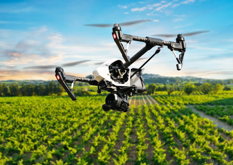 Drone flying above beautiful landscape