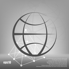 Flat paper cut style icon of globe