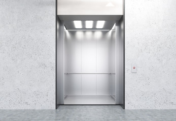 Open elevator in concrete wall © ImageFlow