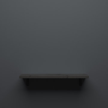 Black wooden shelf on black wall © ImageFlow