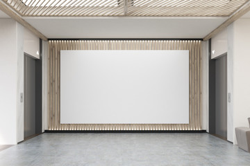 Large horizontal poster in office lobby