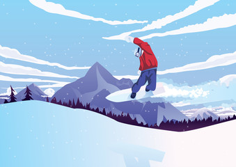 Winter sport, snowboarding - vector illustration
