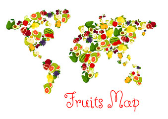 Fruits world map design element