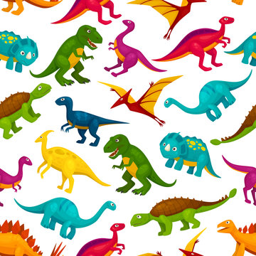 Cartoon dinosaurs children seamless pattern