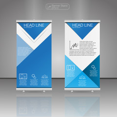 Roll up banner stand. Vector. Business brochure flyer design.Business brochure flyer.