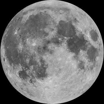Full Moon, photo combined with illustrated craters, isolated on