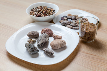 Stone meal on a table