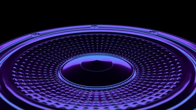 seamless vj musical motion loop - neon speaker. 3D render