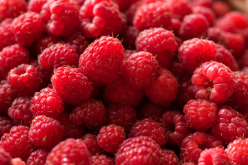 Organic ripe raspberries