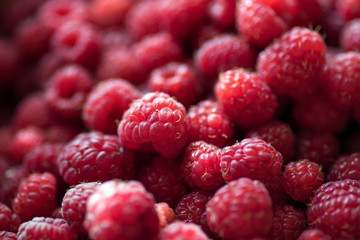 Organic ripe raspberries