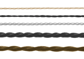 a set of threads of different thickness isolated on white