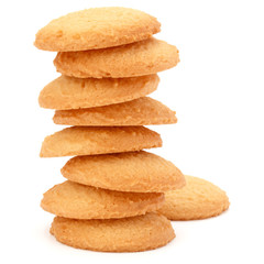 stacked short pastry cookies isolated on white background