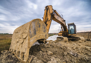 Excavator at construction site