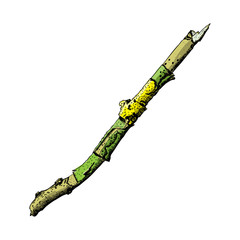 Fototapeta premium Hand painted watercolor imitation and drawn twig, tree branch isolated on white background.