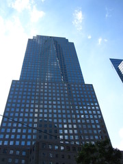 Naklejka premium Reflection of WTC1 Freedom Town in Skyscraper