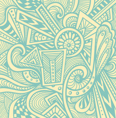 Abstract pattern  in  Zen tangle or Zen doodle style  in beige light blue