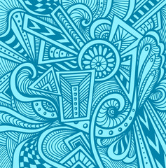 Abstract pattern  in  Zen tangle or Zen doodle style  in light blue