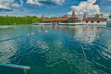 Fototapeta na wymiar Heviz Thermal Lake with Hot Water in Hungary