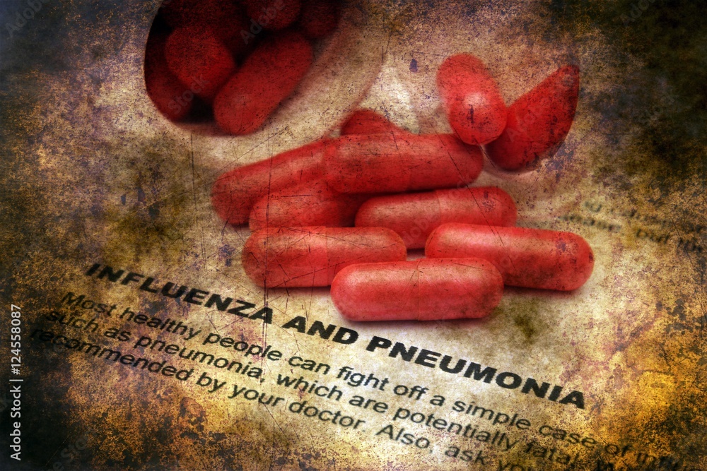 Wall mural influenza and pneumonia grunge concept