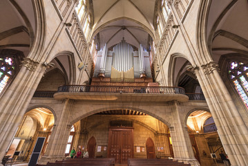 Fototapeta na wymiar Inside of Buen pastor cathedral in San Sebastian , Spain.