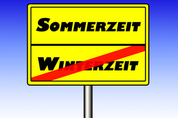 Sommerzeit Winterzeit Schild