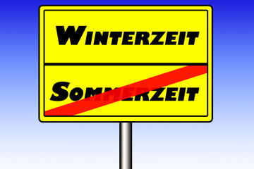 Sommerzeit Winterzeit Schild