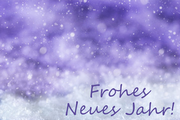 Purple Christmas Background, Snow, Snowflakes, Frohes Neues Means New Year