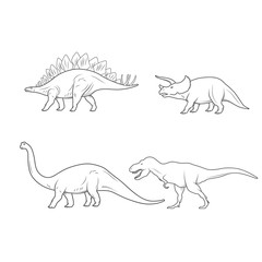 Set of Dinosaurs Illustration isolated on white background. Vector
