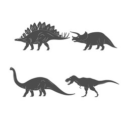 Set of Dinosaurs Illustration isolated on white background. Vector