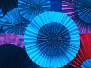 Blue paper craft fan background