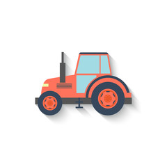Flat Design Tractor Isolated on white Background. Vector